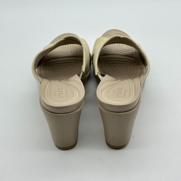 Crocs Leigh II Cris-Cross Strap Wedge Women's Size 10 Beige Comfort Sandals - Picture 4 of 12